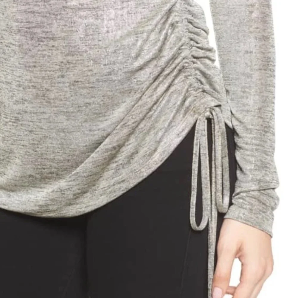 Trouve Metallic Silver Rouched Top - Silk Foil Nordstrom Small New with Tags - Picture 12 of 16